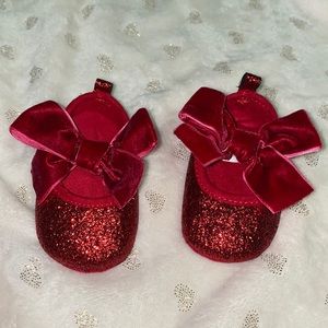 Target baby girl red glitter ballet bow crib shoes